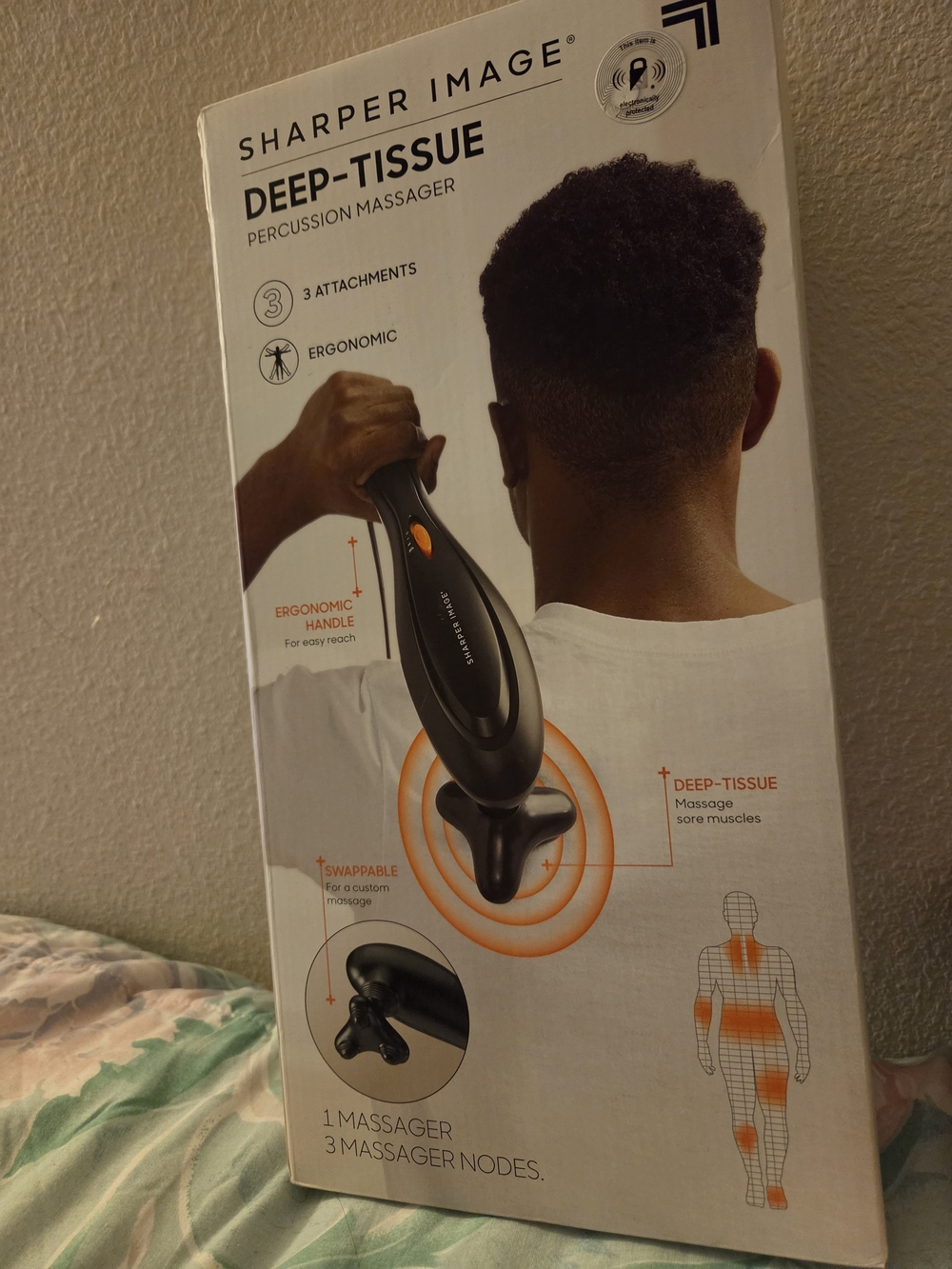 Sharper Image Black and Orange Deep-Tissue Percussion Massager